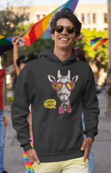 Hipster Giraffe male Black Hoodie