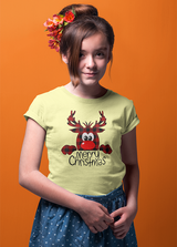 MERRY CHRISTMAS REINDEER UNISEX T SHIRTS FOR KIDS