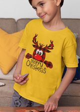 MERRY CHRISTMAS REINDEER UNISEX T SHIRTS FOR KIDS