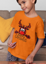 MERRY CHRISTMAS REINDEER UNISEX T SHIRTS FOR KIDS