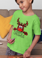 MERRY CHRISTMAS REINDEER UNISEX T SHIRTS FOR KIDS