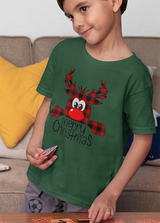 MERRY CHRISTMAS REINDEER UNISEX T SHIRTS FOR KIDS