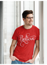 BELIEVE TYPOGRAPHY MENS T SHIRT