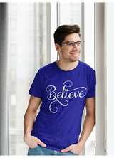 BELIEVE TYPOGRAPHY MENS T SHIRT