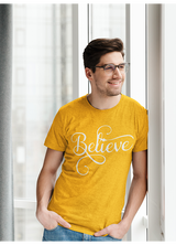 BELIEVE TYPOGRAPHY MENS T SHIRT