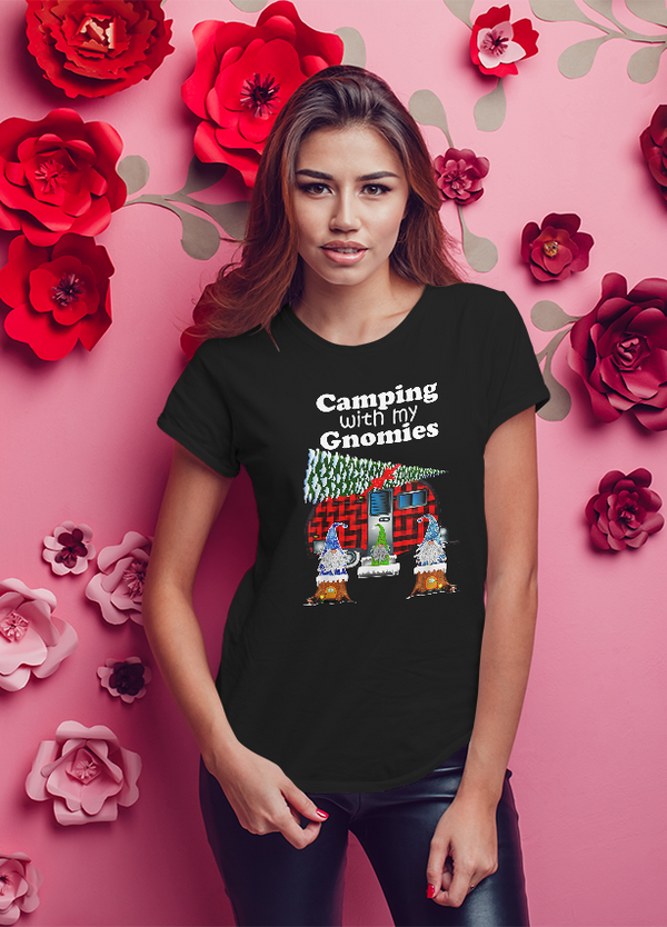 CAMPING WITH MY GNOMIES WOMENS' T-SHIRT FOR CHRISTMAS