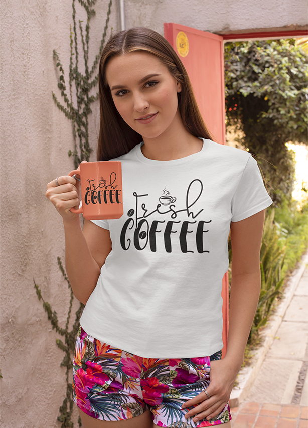 FRESH COFFEE WOMENS' T-SHIRT FOR COFFEE LOVERS