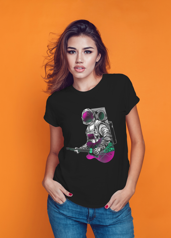 Guitar Astronaut T-shirt Female Black