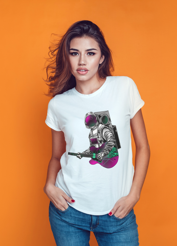 Guitar Astronaut T-shirt  Female White