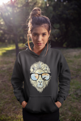 Lion With Glasses Female Black Hoodie