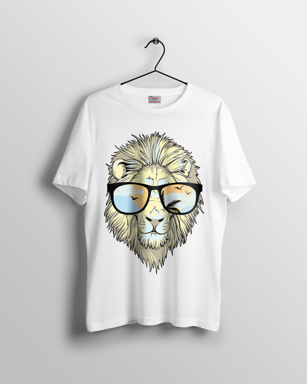 Lion With Glasses T-shirts design for Women White