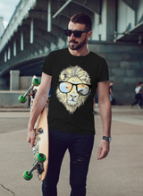 Lion With Glasses T-shirts design for Men Black