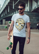 Lion With Glasses T-shirts design for Men White