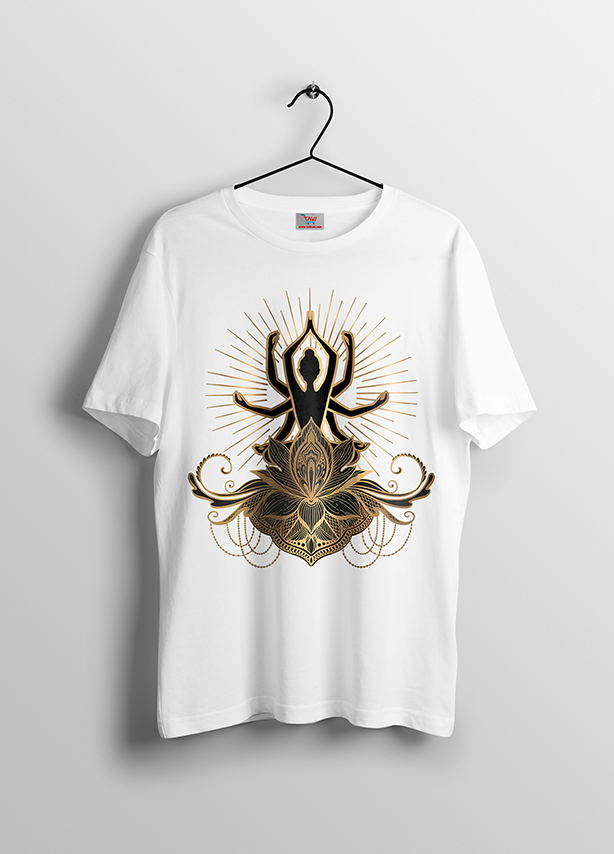 Meditation Dashabhuja White T-Shirts for Men