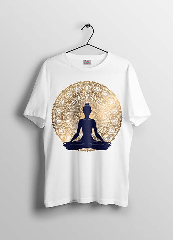 Meditation Padmasan Black  White T-Shirts for Men