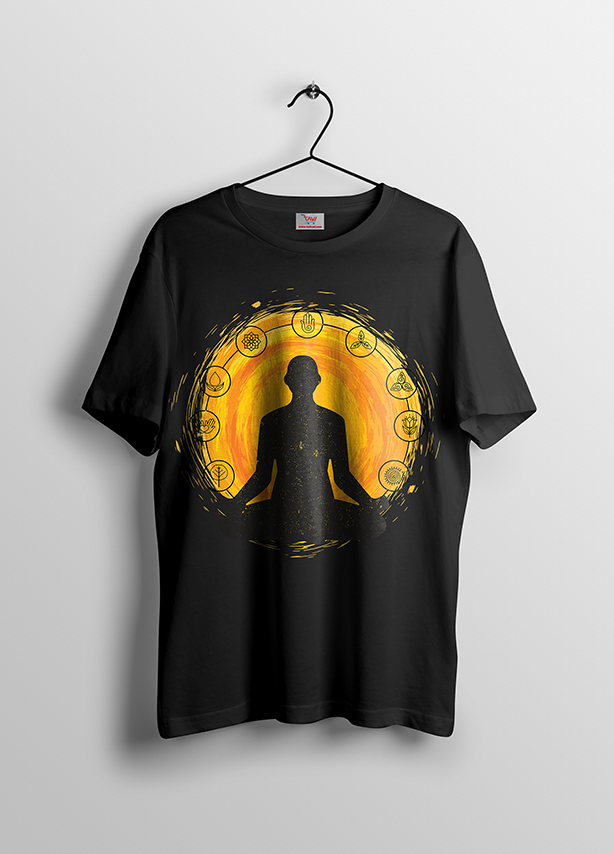 Meditation Lotus Black T-Shirt for Women