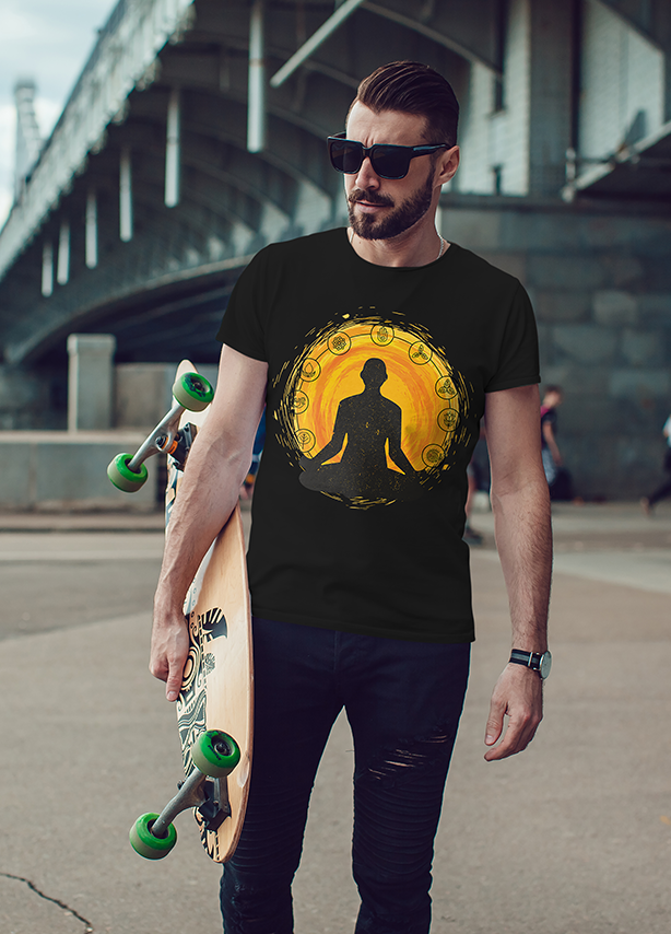 Meditation Lotus Black T-Shirts for Men