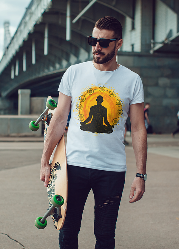 Meditation Lotus White T-Shirts for Men