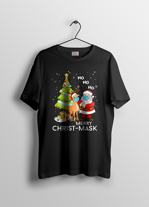 MERRY CHRIST MASK WOMENS' T-SHIRT FOR CHRISTMAS