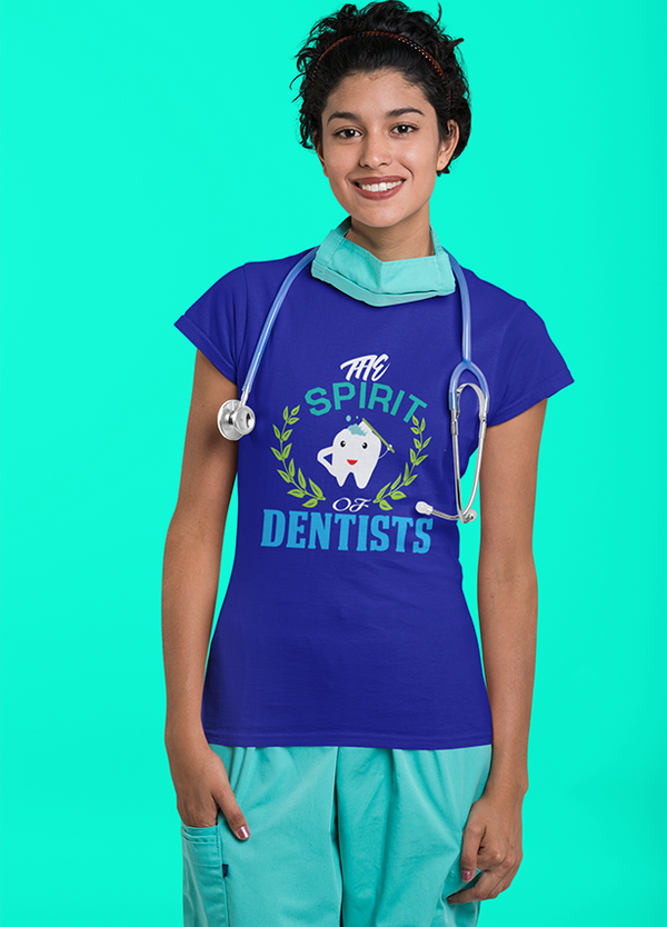 THE SPIRIT OF DENTIST WOMENS T-SHIRT BLUE