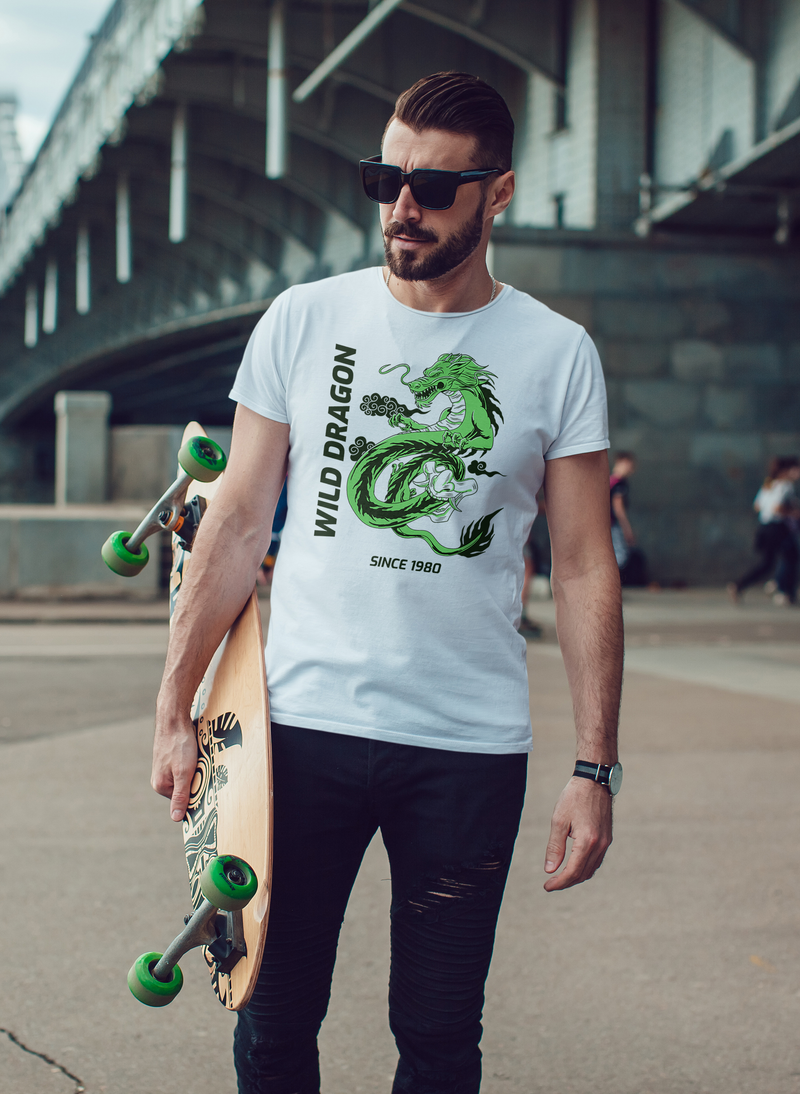 Wild Dragon T-shirts design for Men White