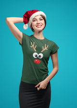 RED NOSE REINDEER WOMENS' T-SHIRT FOR CHRISTMAS