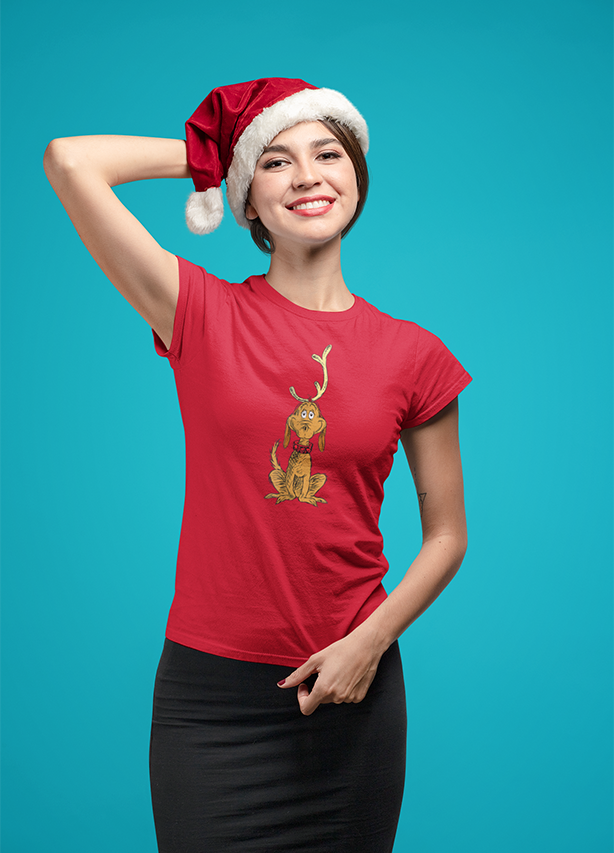 CUTE LOVABLE REINDEER WOMENS' T-SHIRT FOR CHRISTMAS