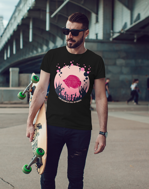 Pink Fish T-Shirts design for Men