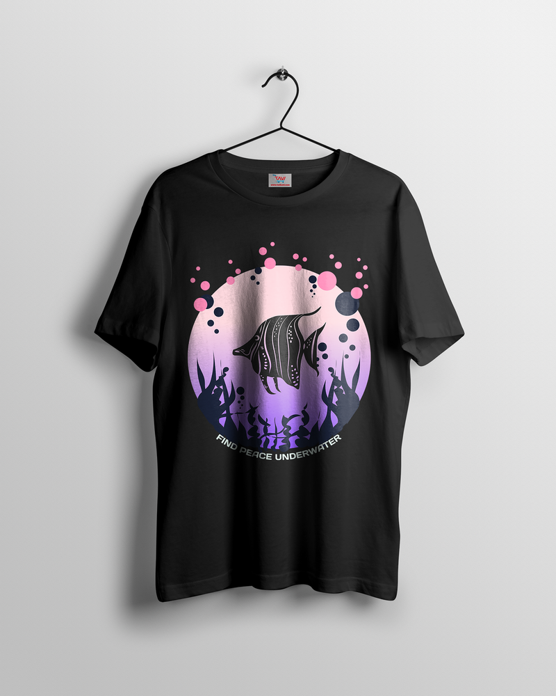 Gray Fish Black T-shirt design for Women