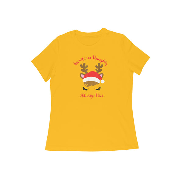 SOMETIMES NAUGHTY ALWAYS NICE WOMENS' T-SHIRT FOR CHRISTMAS