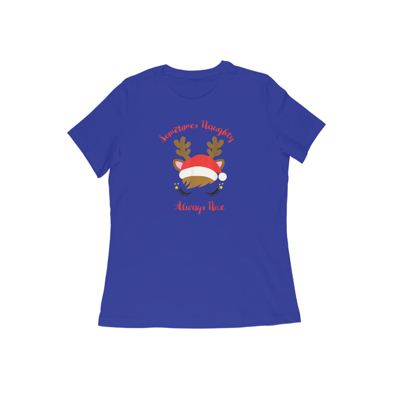 SOMETIMES NAUGHTY ALWAYS NICE WOMENS' T-SHIRT FOR CHRISTMAS