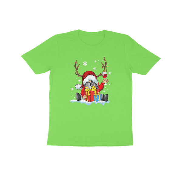 SANTA WITH HORN CHRISTMAS UNISEX T SHIRTS FOR KIDS