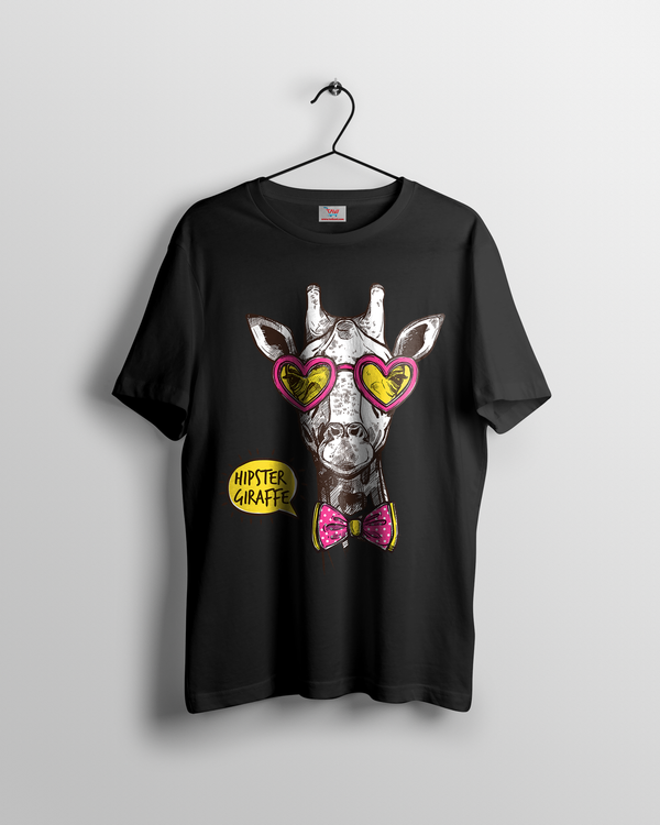 Hipster giraffe t-shirts Female Black