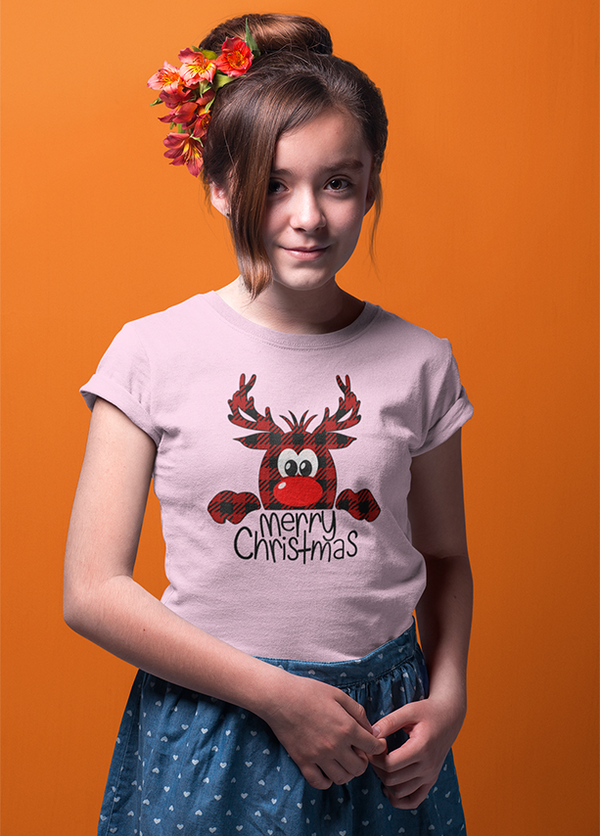 MERRY CHRISTMAS REINDEER UNISEX T SHIRTS FOR KIDS