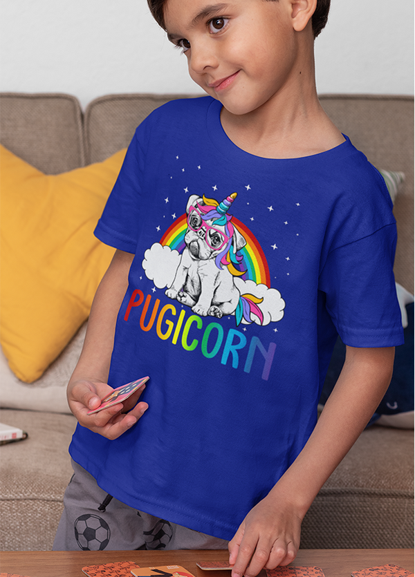 PUGICORN RAINBOW UNISEX T SHIRTS FOR KIDS